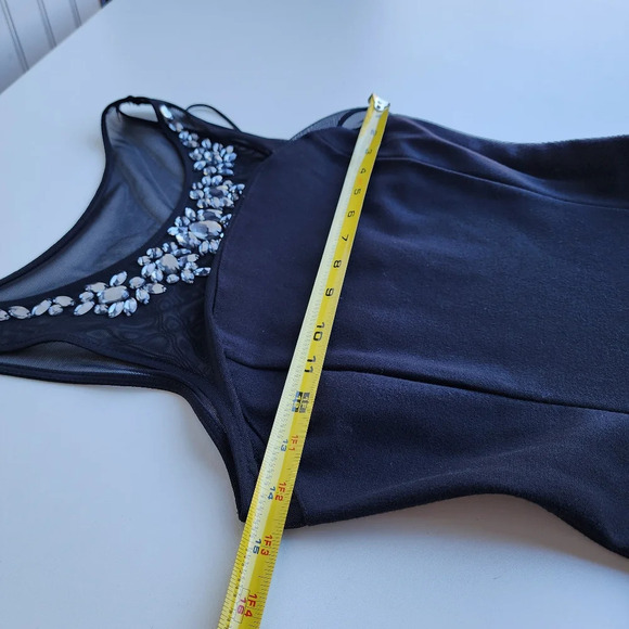 Express Stretch Dress Black Mesh Top Jewels Sleveless Women's Rayon Sz 4 - Picture 10 of 16